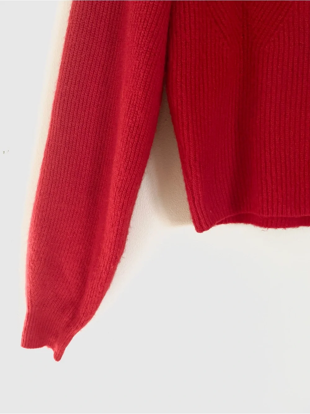 H&M Square Neck Rib Knit Long Sleeve Sweater in Red Size S EUC